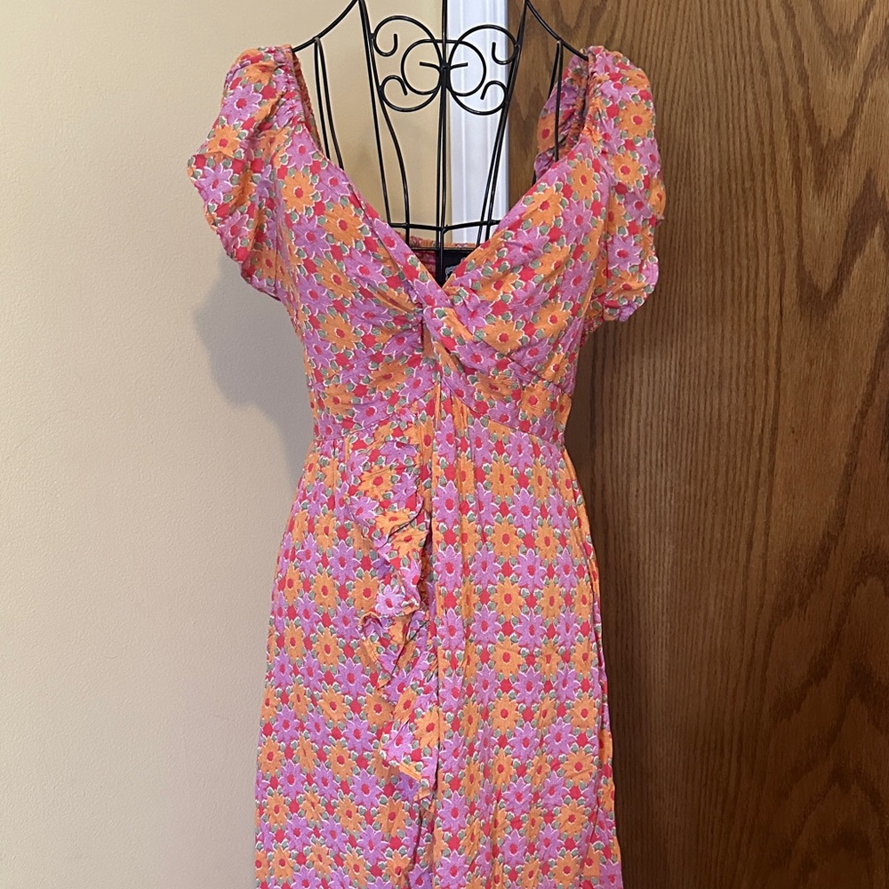 Angie Floral Pink Ruffle Dress - Picture 4 of 9